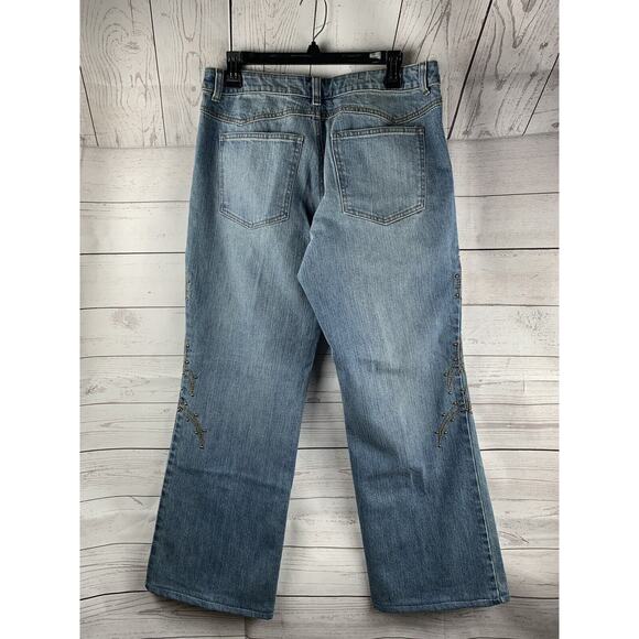 Harley Davidson Jeans Womens 10- 31/29 Embroidered Boot Cut - Picture 2 of 4